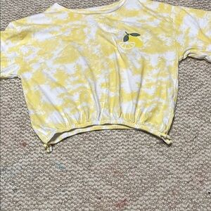 Lemon Print Yellow Tie-Dye Kids Shirt